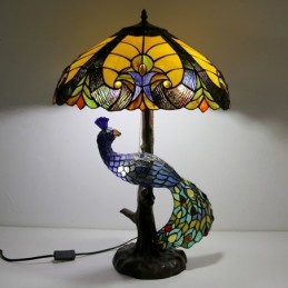18 inch blauwe glas-in-lood...